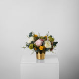 MARLOWE - PRESERVED MIXED FLOWER ARRANGEMENT IN GOLD VASE