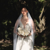 WHITE PRESERVED REFLEXED ROSE WEDDING BOUQUET