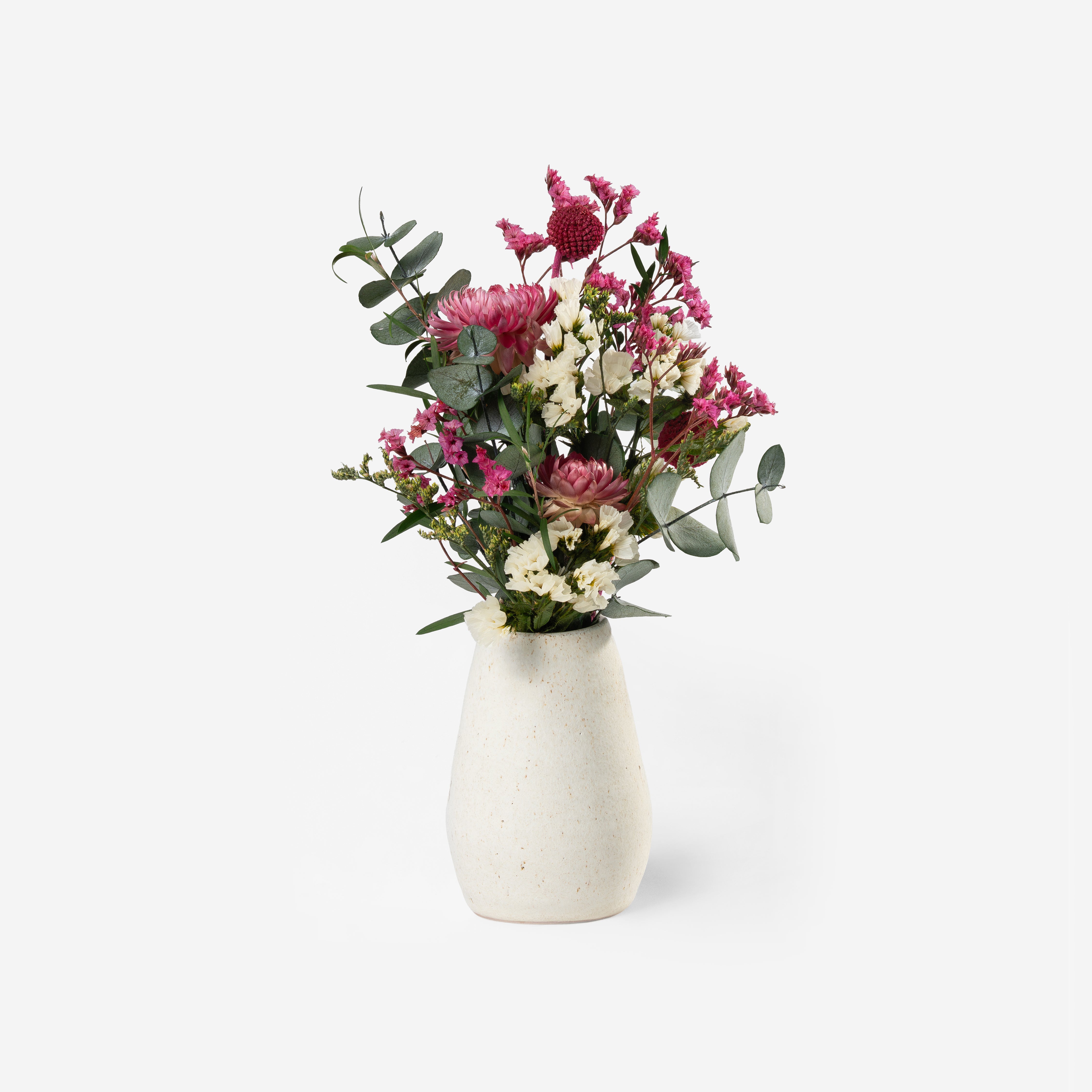 ZOE - MINI PRESERVED PINK AND WHITE HAND TIED BOQUET