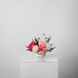 ODILE - PRESERVED PINK AND MAGENTA ROSE ARRANGEMENT IN TEACUP