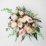 PRESERVED PINK AND WHITE MIXED FLOWER WEDDING BOUQUET