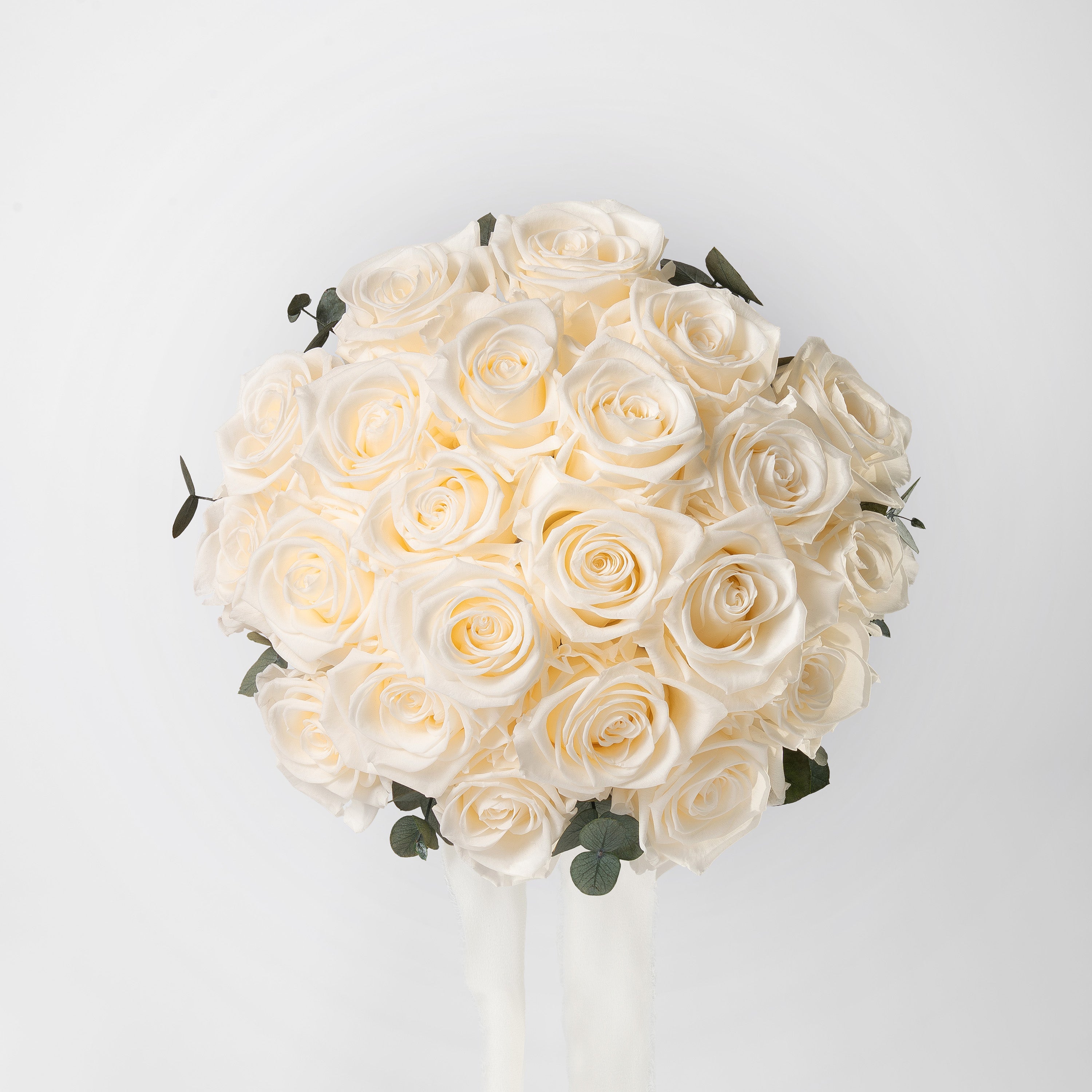 WHITE PRESERVED ROSE WEDDING BOUQUET
