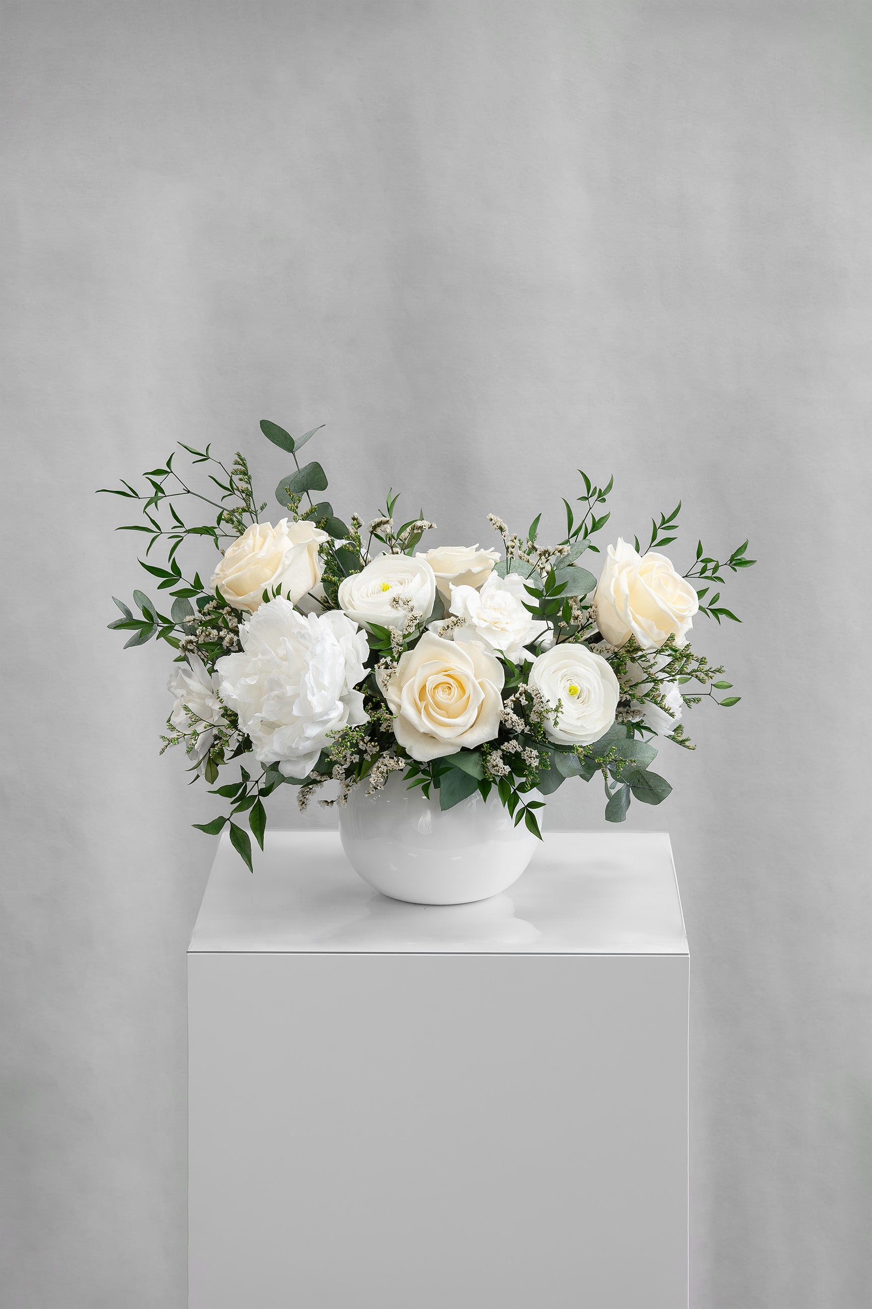 DENISE - PRESERVED WHITE MIXED FLOWER ARRANGEMENT IN YOUR CHOICE