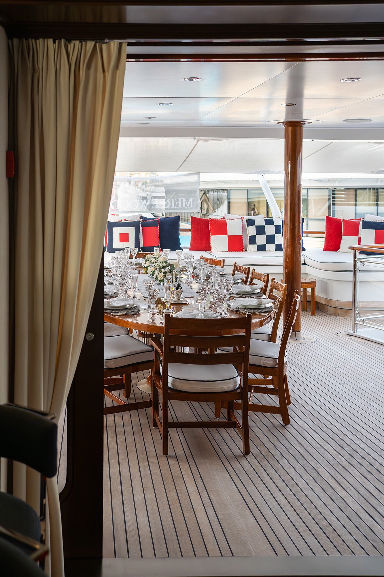 Preserved mixed flower arrangement on dining table 