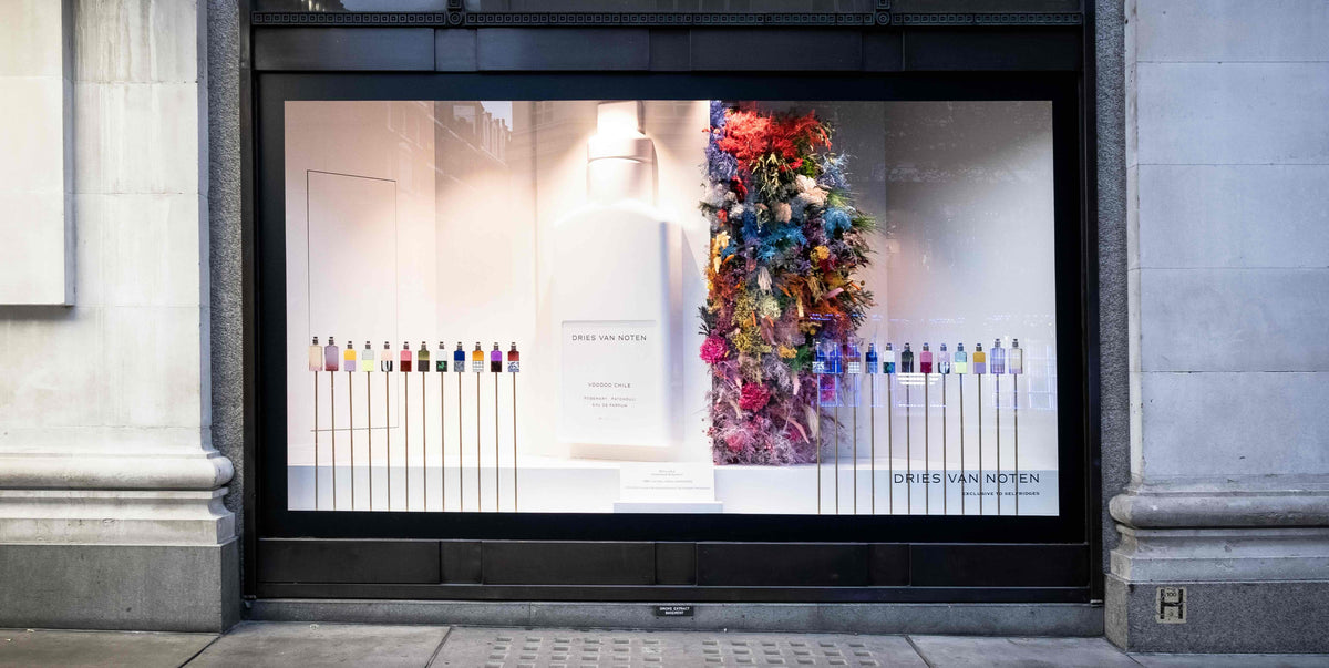 Preserved flower installation in Selfridges 