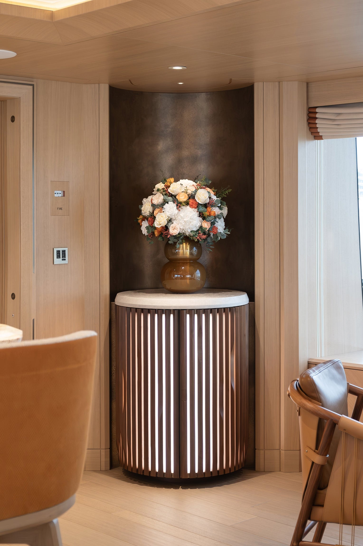 Preserved mixed flowers arrangement in main salon 