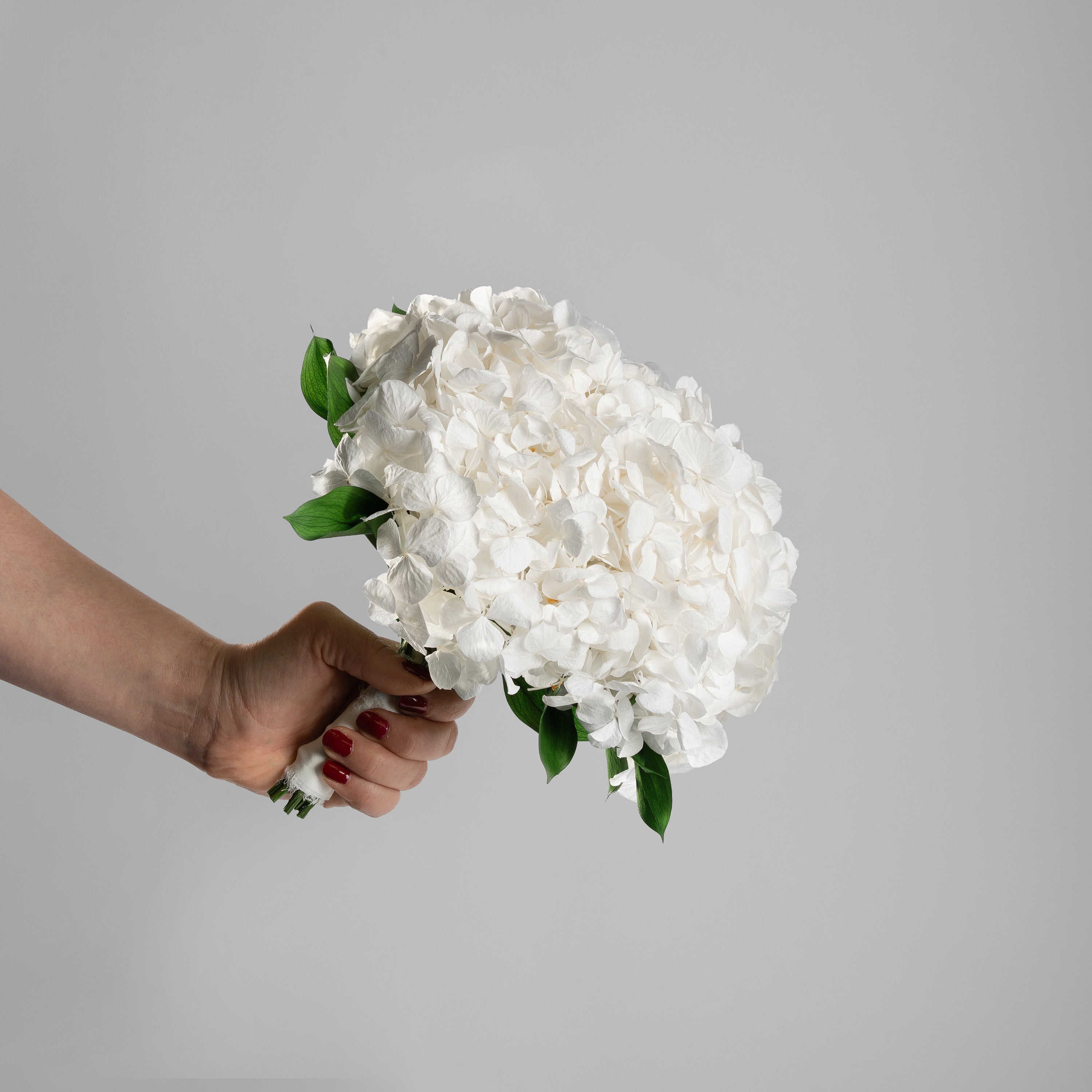 WHITE PRESERVED HYDRANGEA BRIDESMAID BOUQUET
