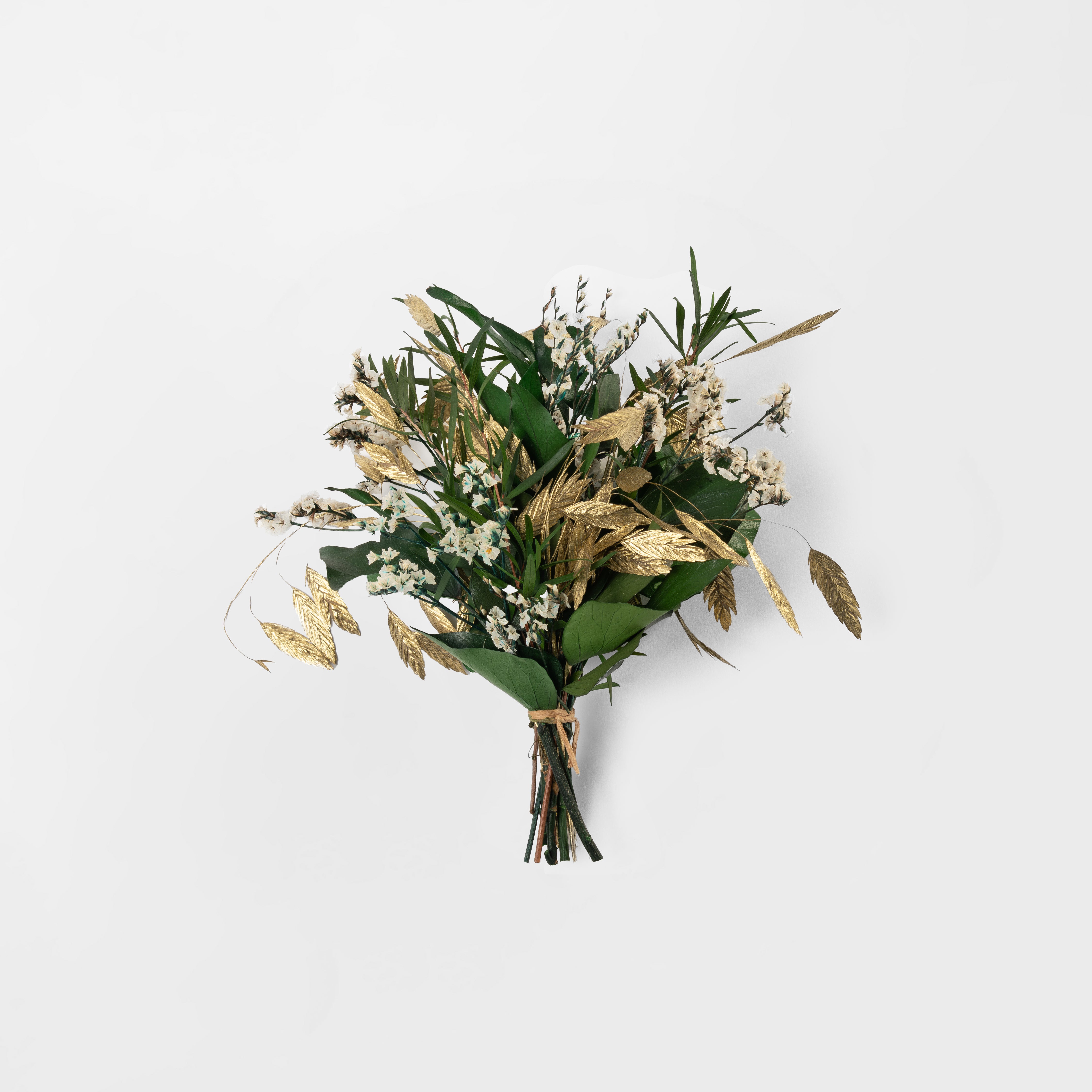 NOA - MINI PRESERVED GOLD AND WHITE HAND TIED BOQUET