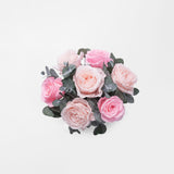 PRESERVED PINK ROSE ARRANGEMENT IN MARBLE VASE