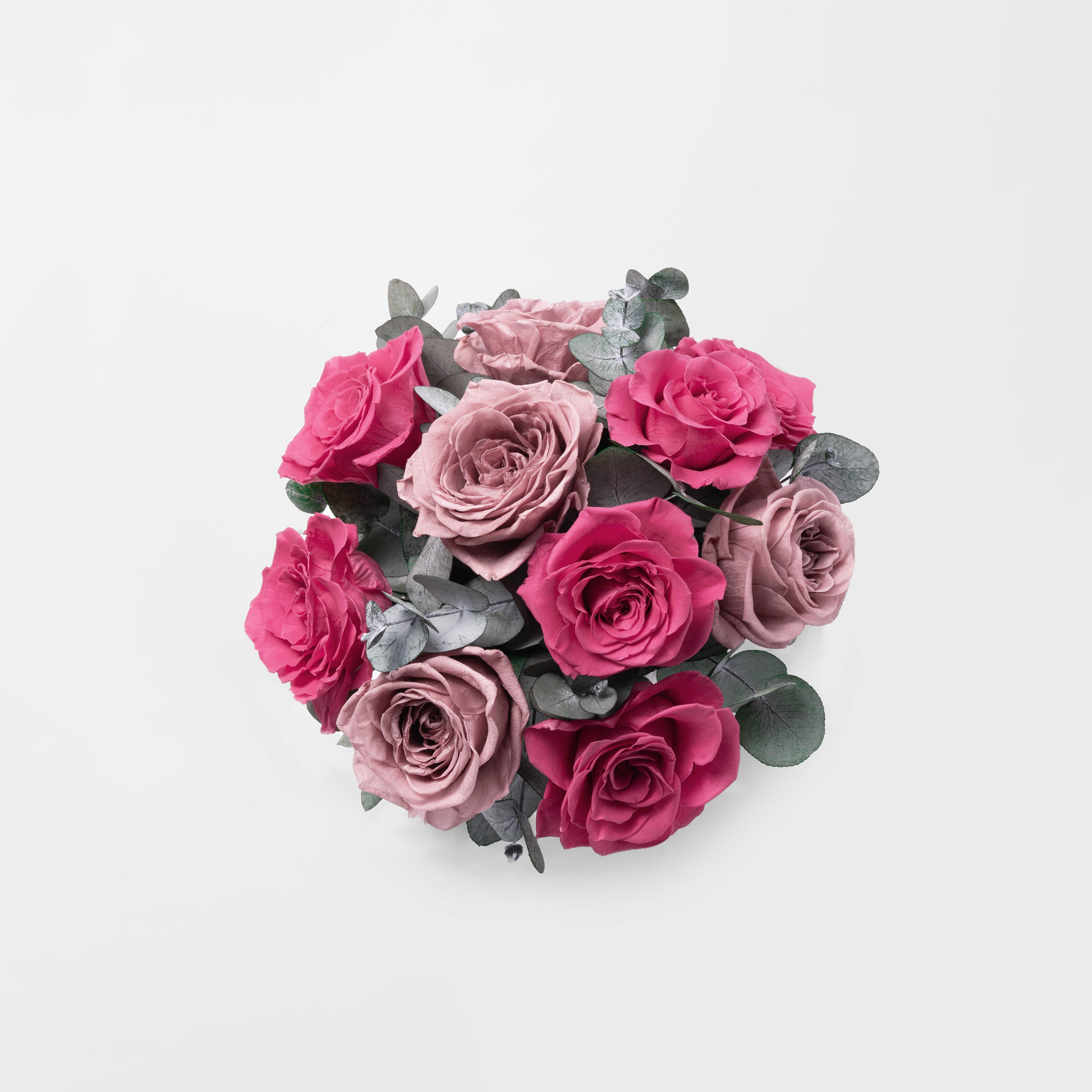 PRESERVED BERRY ROSE ARRANGEMENT IN WHITE VASE