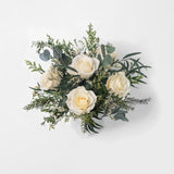 PRESERVED WHITE ROSE WILD ARRANGEMENT IN MARBLE VASE