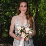 PRESERVED PINK AND WHITE MIXED FLOWER BRIDESMAID BOUQUET