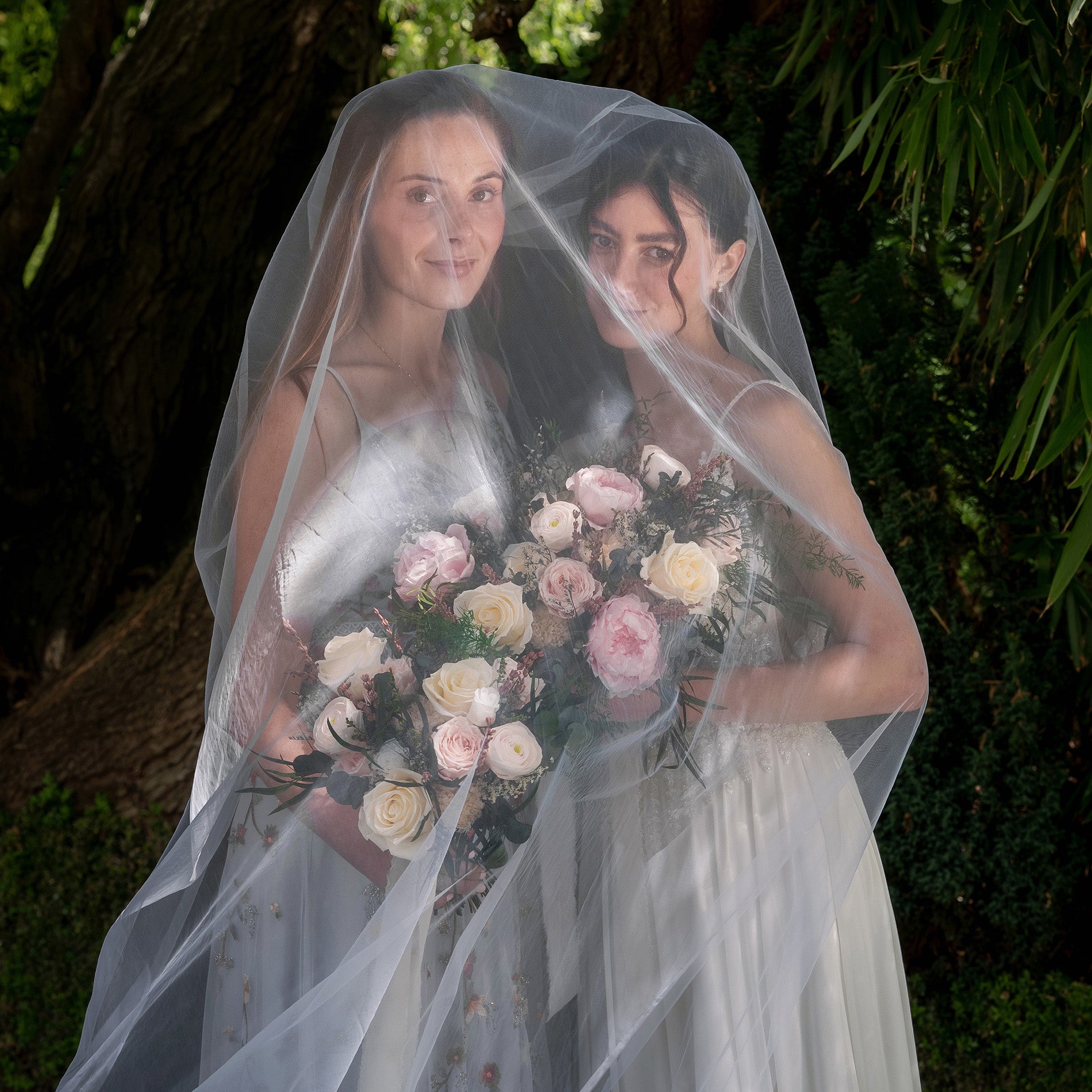 PRESERVED PINK AND WHITE MIXED FLOWER WEDDING BOUQUET