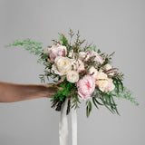PRESERVED PINK AND WHITE MIXED FLOWER WEDDING BOUQUET