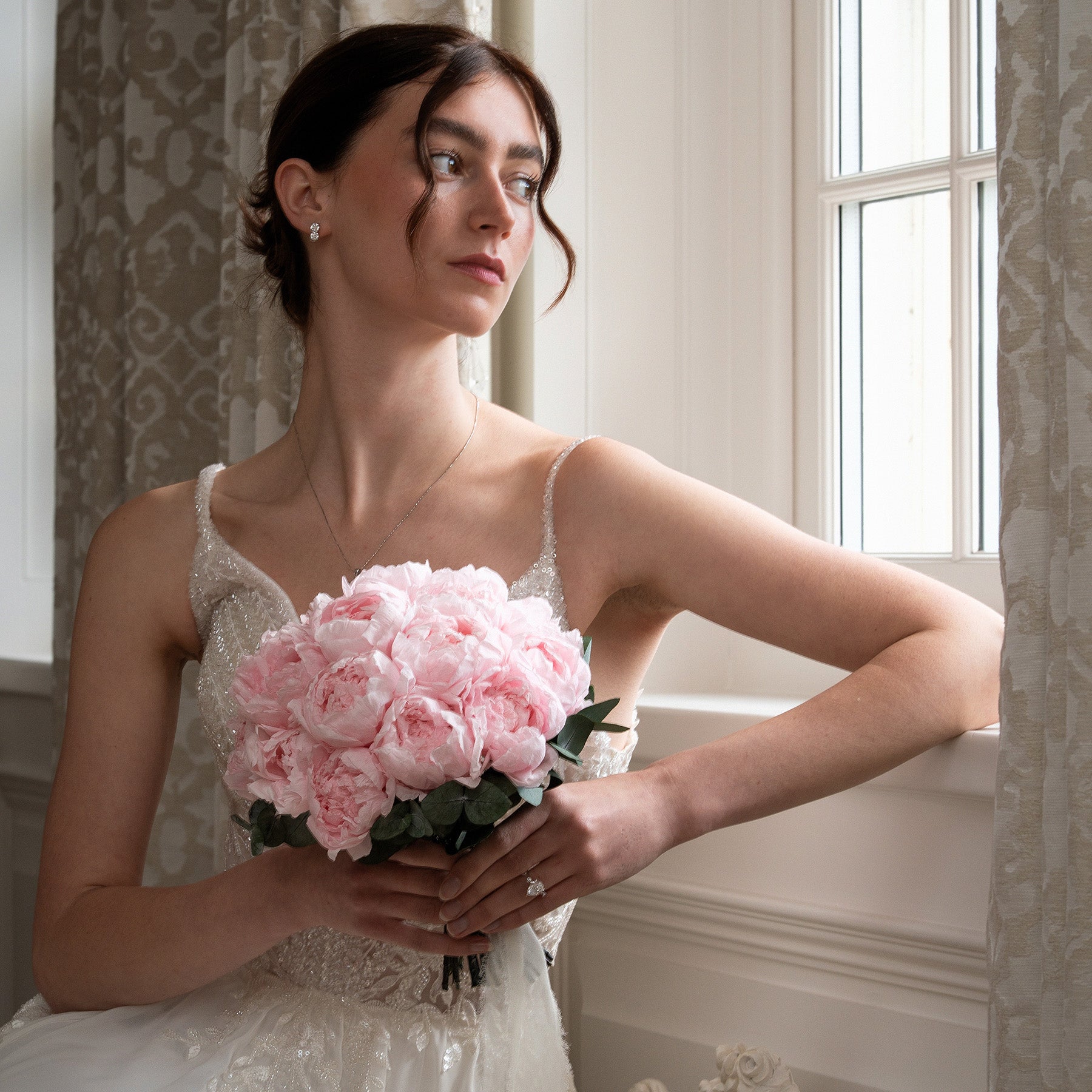PINK PRESERVED PEONY WEDDING BOUQUET