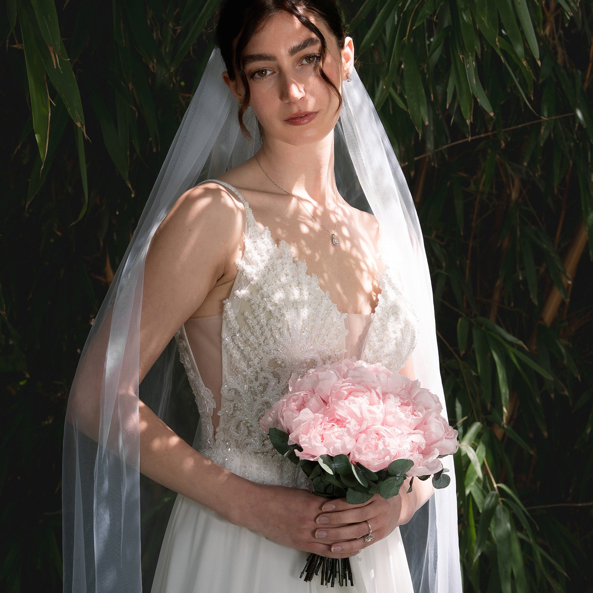 PINK PRESERVED PEONY WEDDING BOUQUET