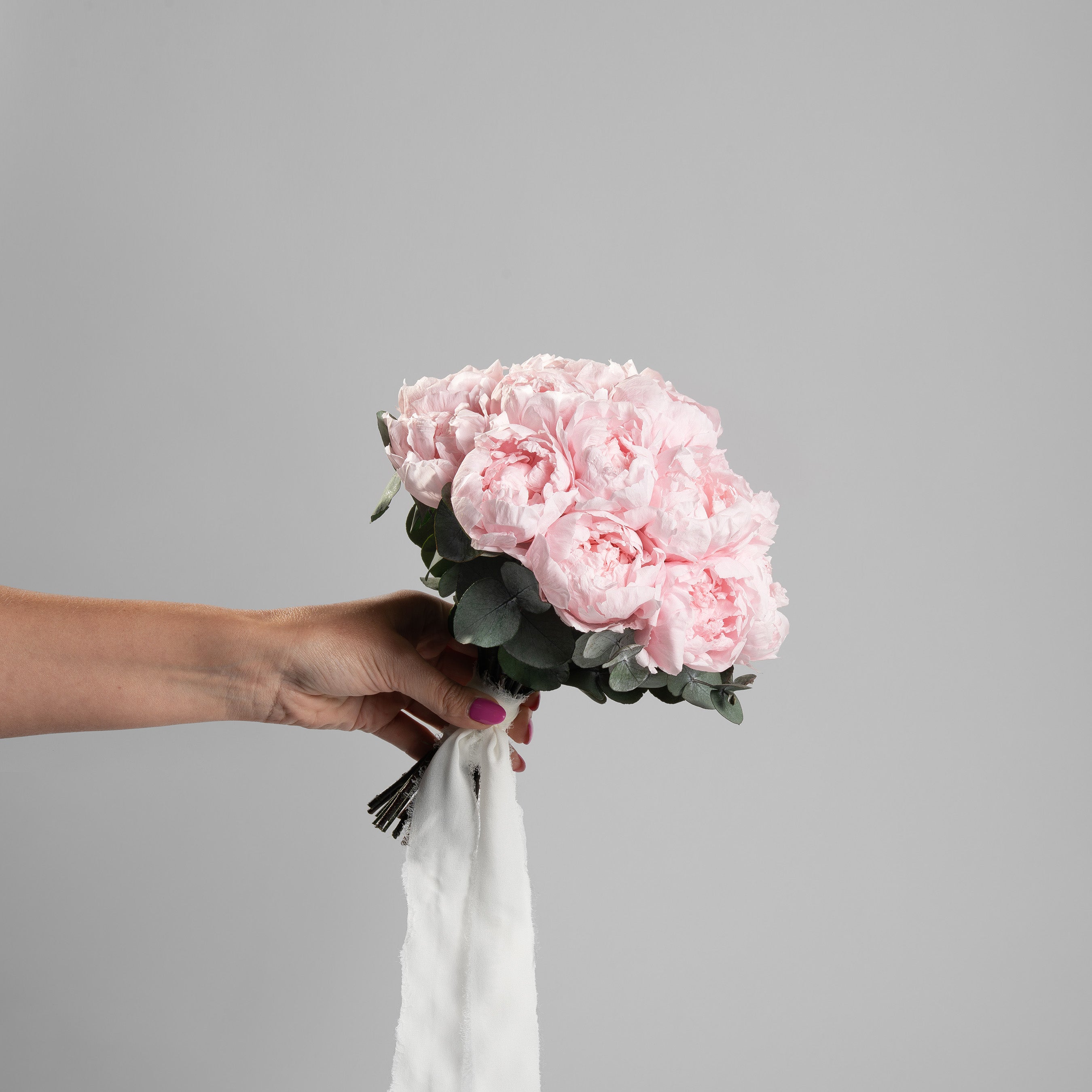 PINK PRESERVED PEONY WEDDING BOUQUET