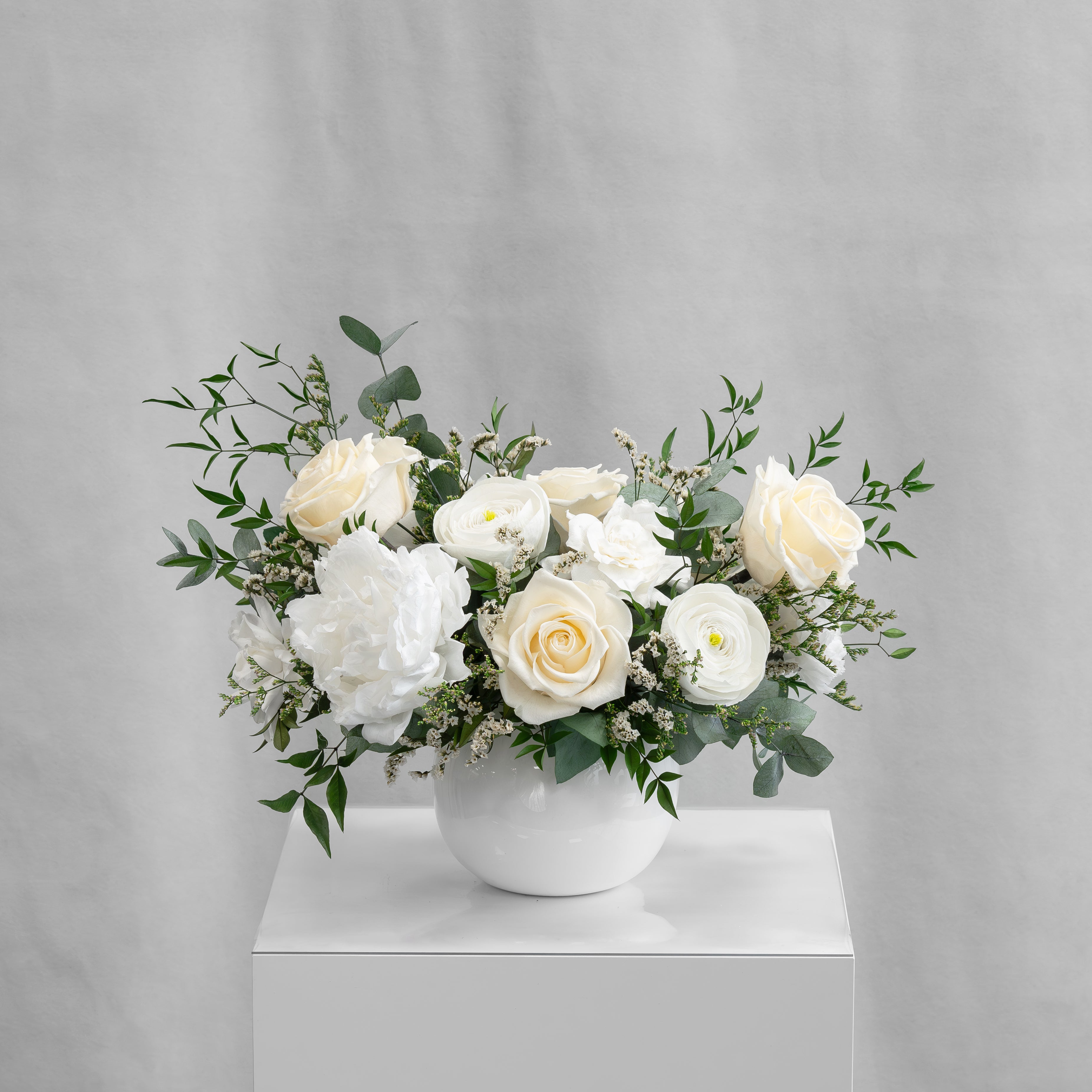 DENISE - PRESERVED WHITE MIXED FLOWER ARRANGEMENT IN YOUR CHOICE