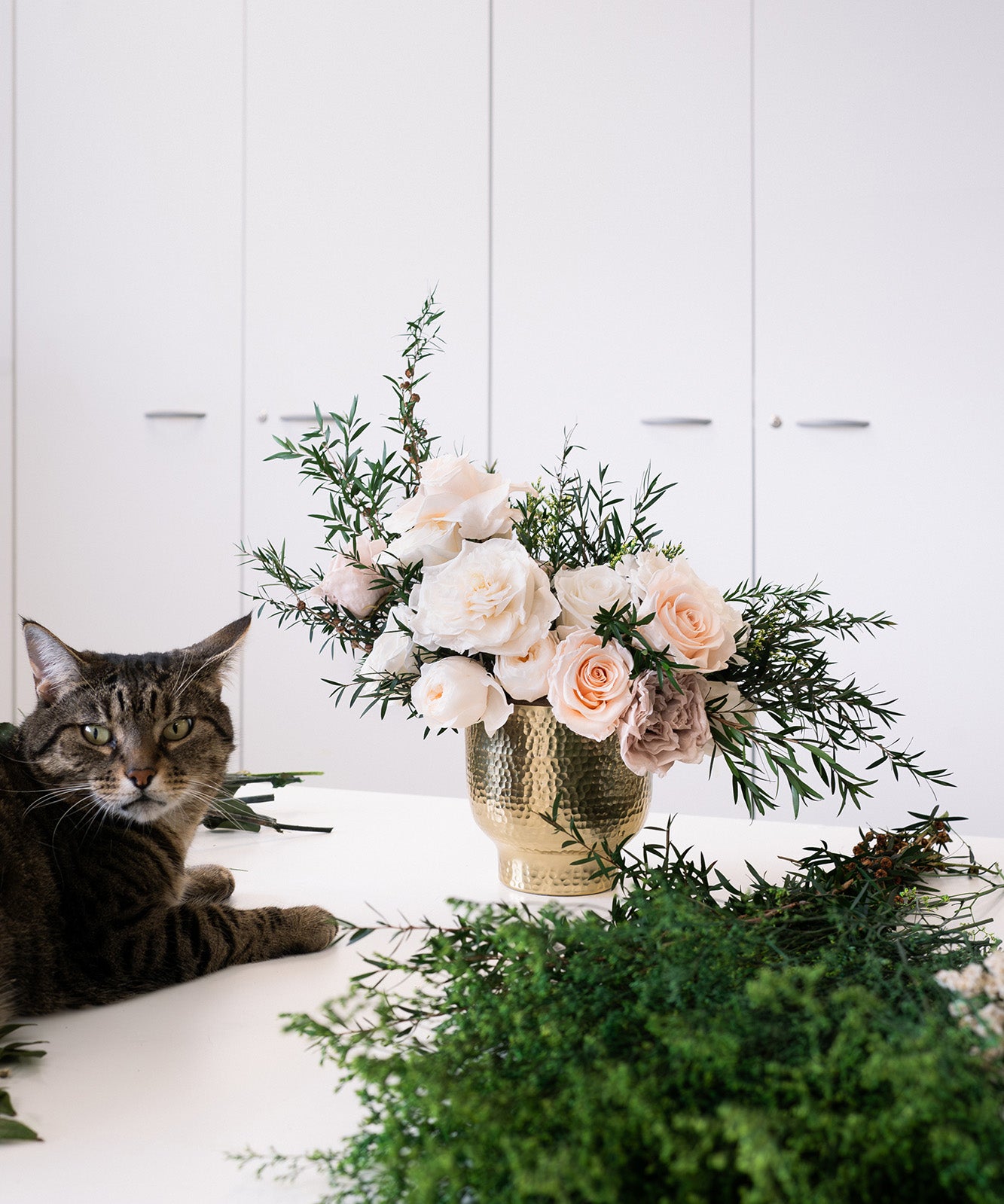 Preserved flower arrangement in our studio