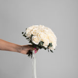 WHITE PRESERVED ROSE WEDDING BOUQUET