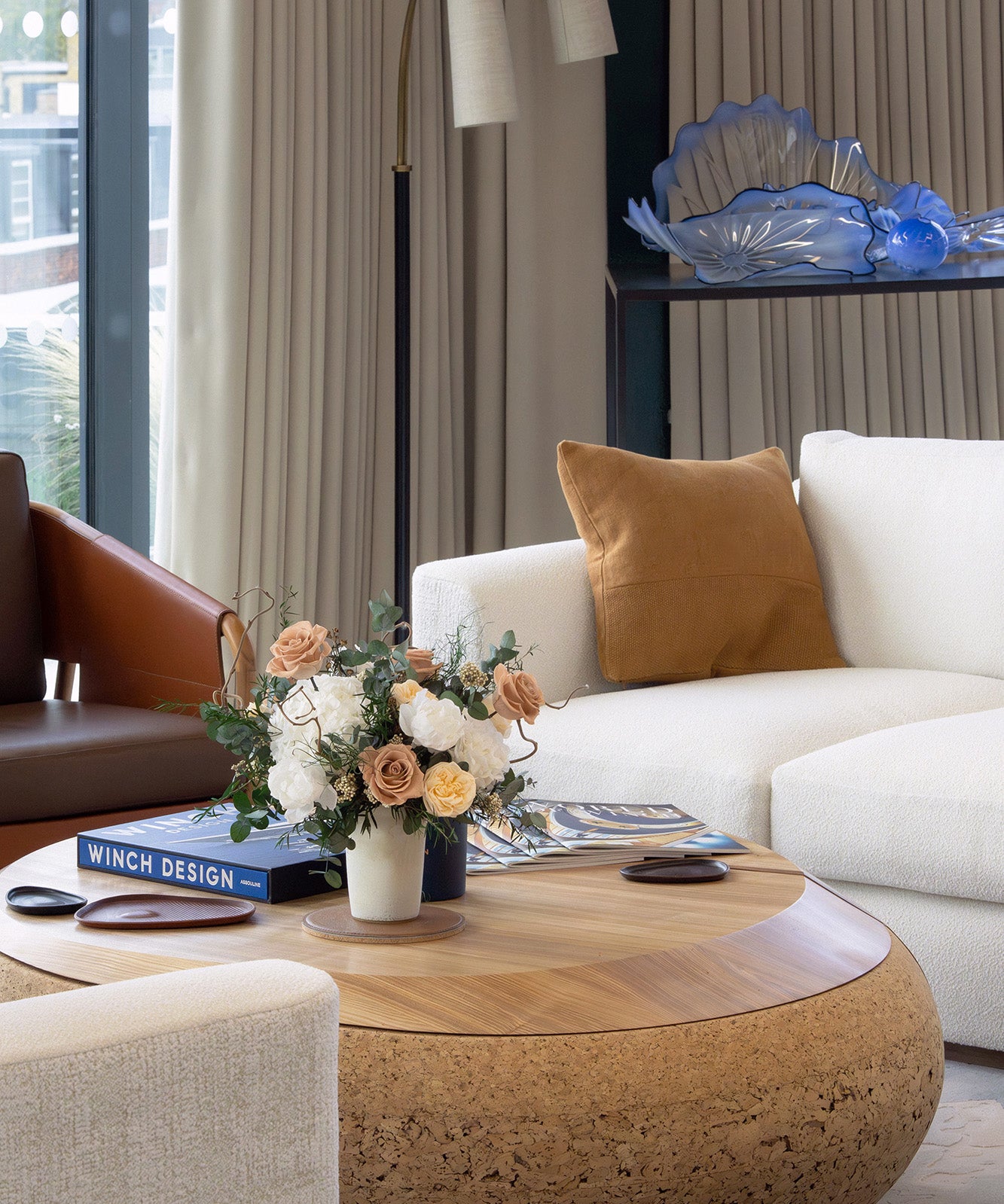 Preserved mixed flower arrangement in the office space