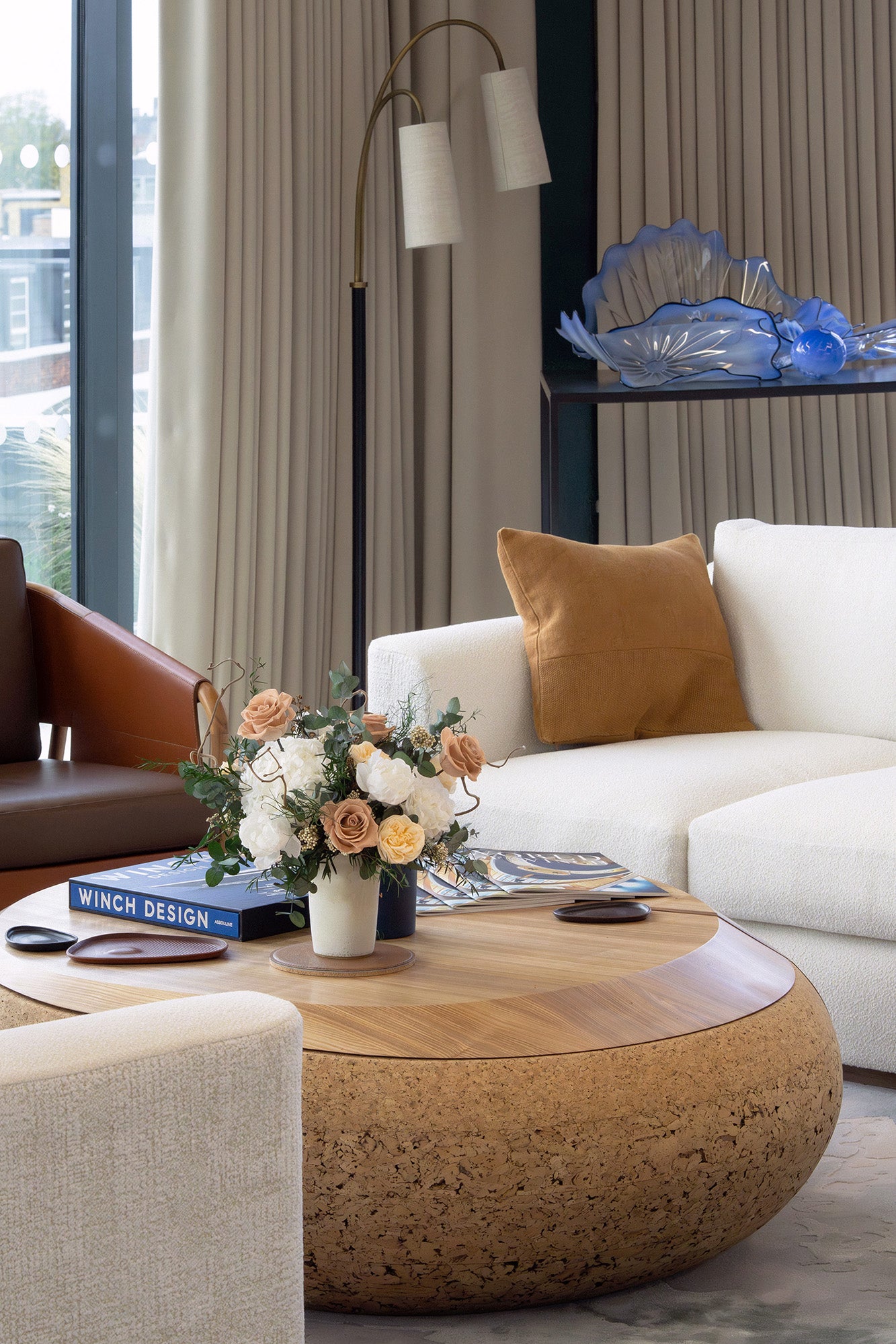 Preserved mixed flower arrangement in the office space