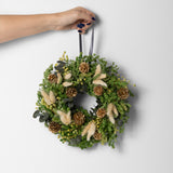 FAITH - GREEN AND GOLD PRESERVED CHRISTMAS WREATH
