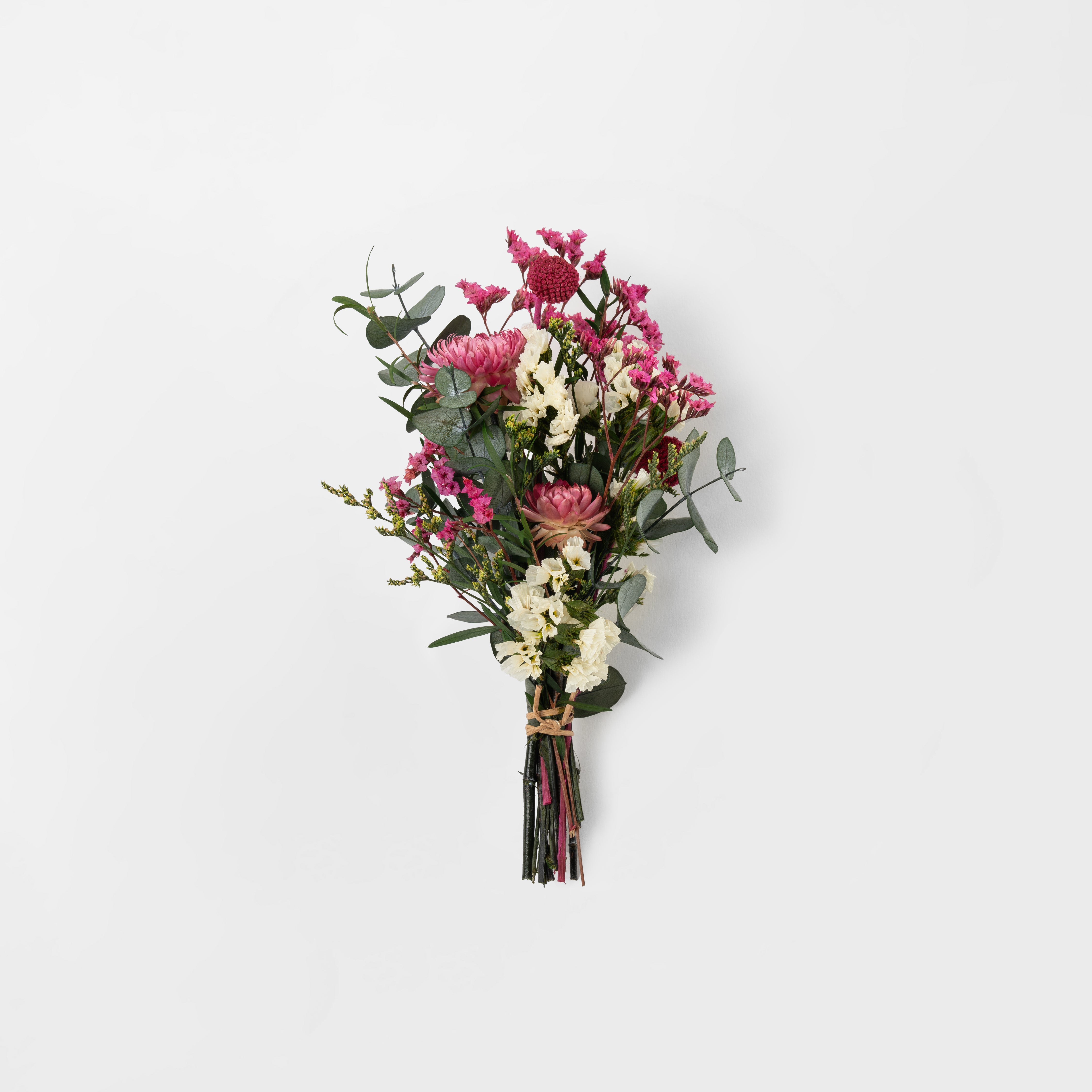 ZOE - MINI PRESERVED PINK AND WHITE HAND TIED BOQUET