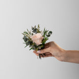 MIA - MINI PRESERVED PEACH ROSE HAND TIED BOQUET