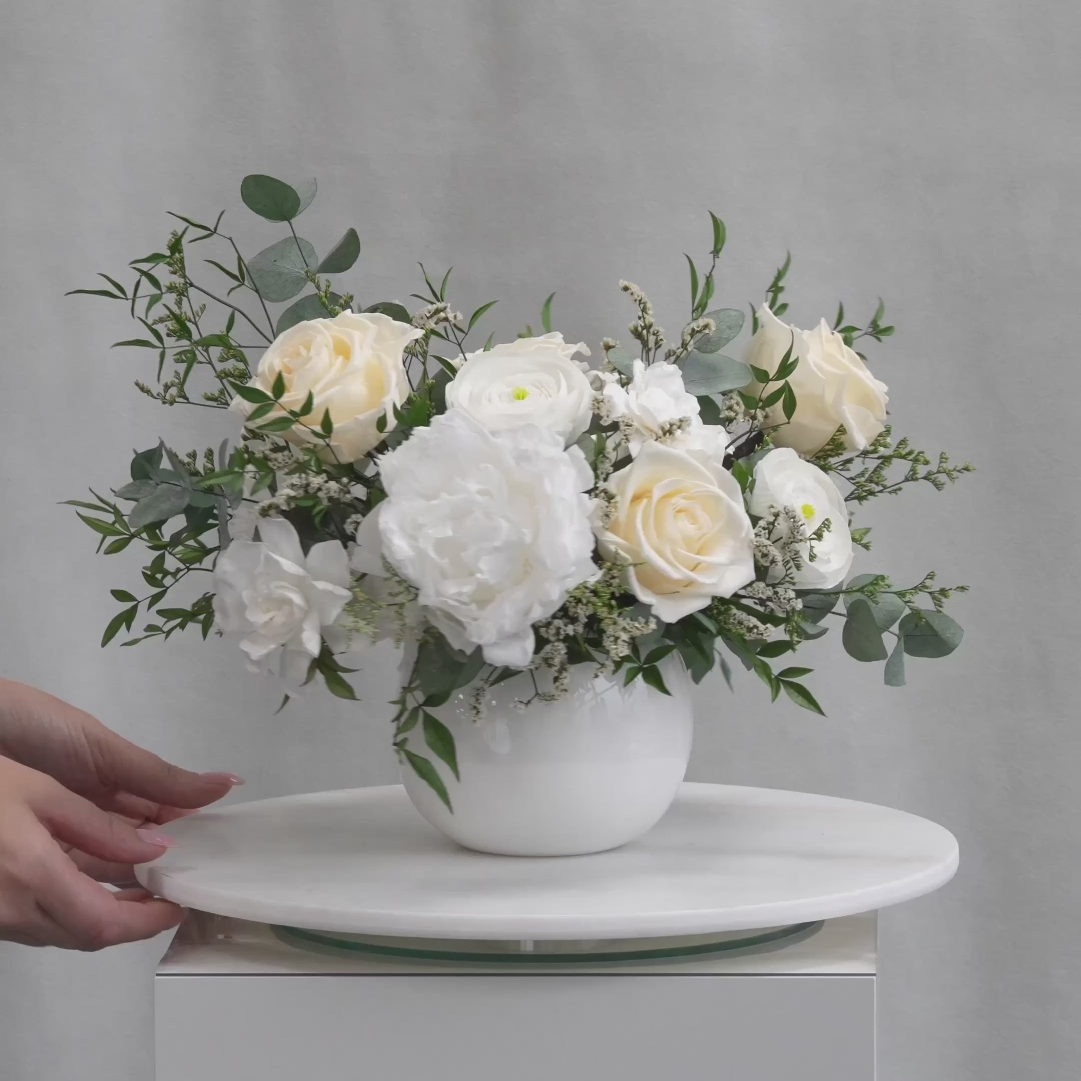 DENISE - PRESERVED WHITE MIXED FLOWER ARRANGEMENT IN YOUR CHOICE