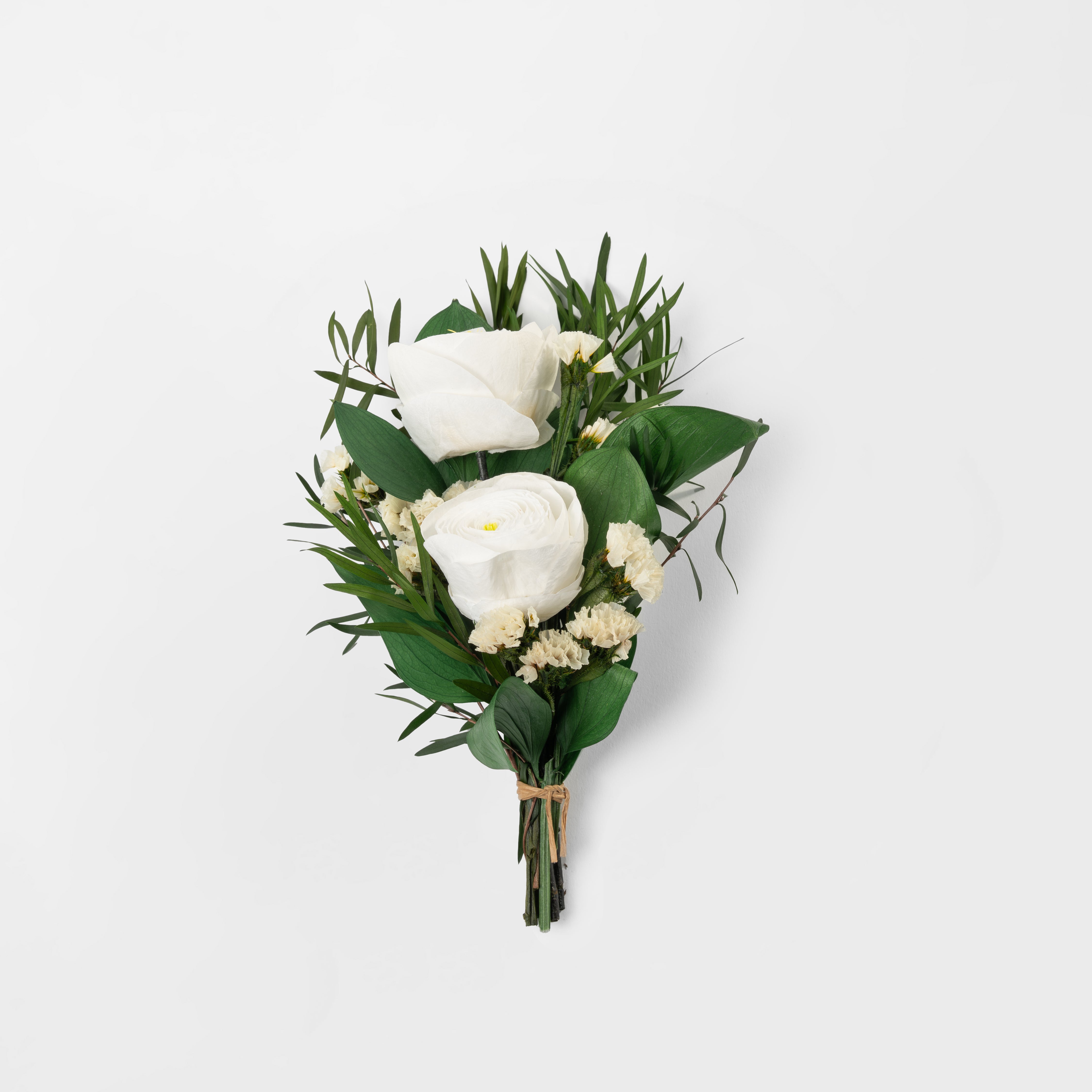 LIA - MINI PRESERVED WHITE RANUNCULUS HAND TIED BOQUET