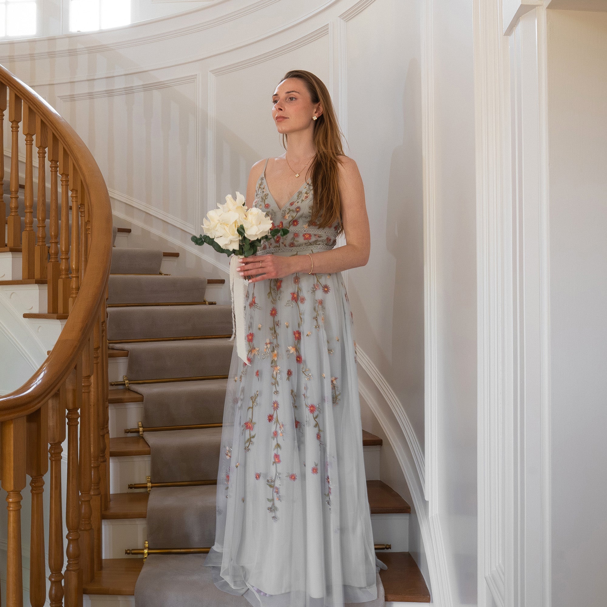 WHITE PRESERVED REFLEXED ROSE BRIDESMAID BOUQUET