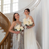 WHITE PRESERVED REFLEXED ROSE BRIDESMAID BOUQUET